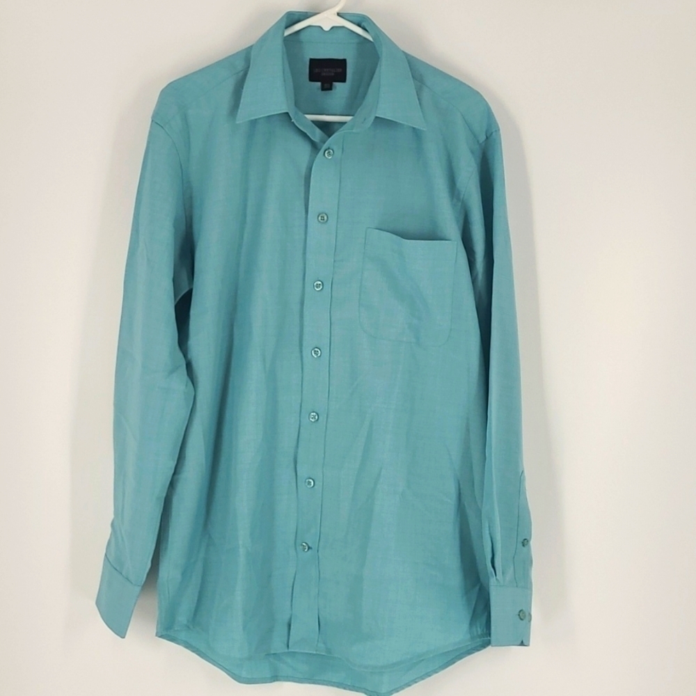 Leo Chevalier Size 32/33 Teal Button Down Dress Shirt